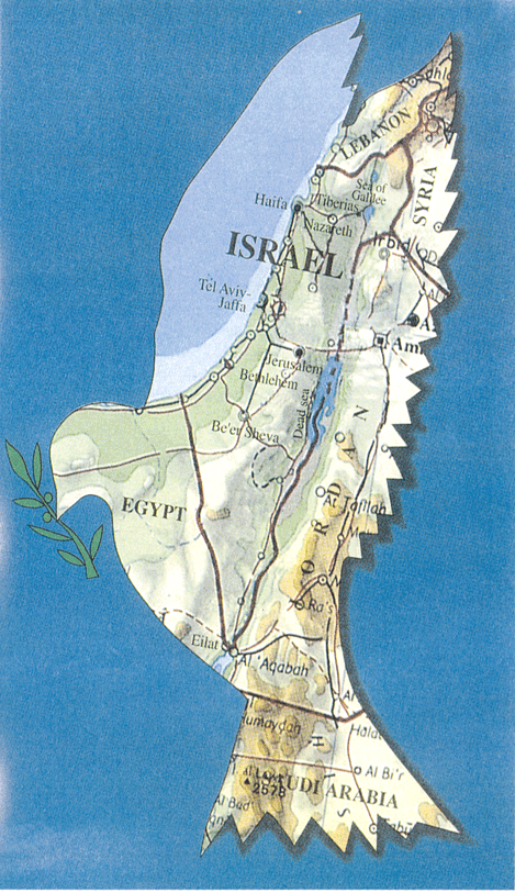 Shows a Greater Israel as envisioned by radical extremists